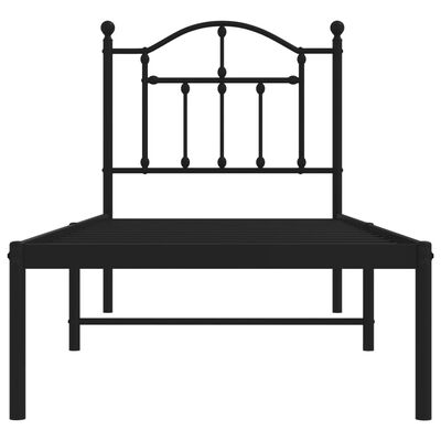 vidaXL gultas rāmis ar galvgali, melns metāls, 75x190 cm
