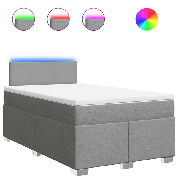 vidaXL atsperu gulta ar matraci, gai&scaron;i pelēka audums, 120x200cm