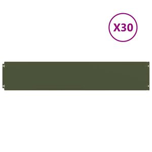 vidaXL zāliena apmales 30 gab Olive Green Auksti velmēts tērauds