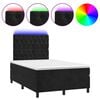 vidaXL atsperu gulta ar matraci, LED, melns samts, 120x190 cm