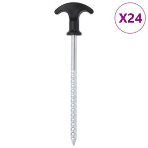 vidaXL telts mietiņi, 24 gab., 17 cm, &Oslash;7 mm, cinkots tērauds