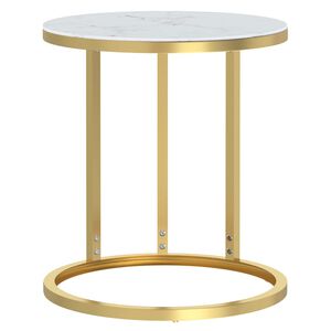 vidaXL galdiņ&scaron;, balta marmora un zelta krāsa, rūdīts stikls, 45 cm