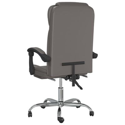 vidaXL biroja krēsls, atgāžams, pelēka mākslīgā āda