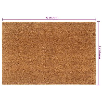 vidaXL durvju paklājs, dabīga krāsa, 60x90 cm, pūkaina kokosa šķiedra