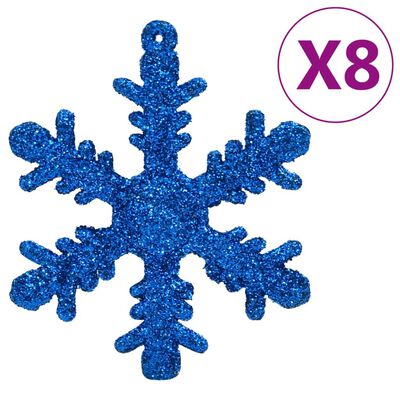 vidaXL Ziemassvētku eglītes rotājumi, 111 gab., zils polistirols