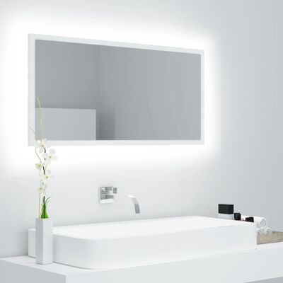 vidaXL vannasistabas spogulis, LED, balts, 90x8,5x37 cm, akrils
