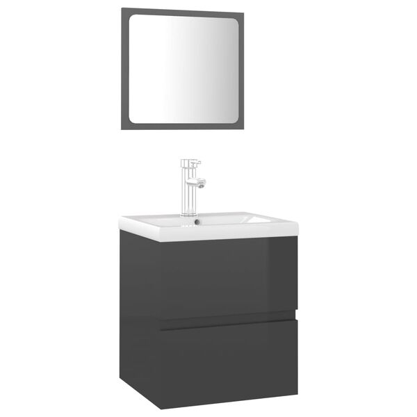 vidaXL vannasistabas mēbeļu komplekts, spīdīgi pelēks, skaidu plāksne