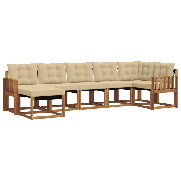 vidaXL Āra dīvānu komplekts ar spilvenu 7 pcs Dabisks un bē&scaron;s