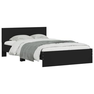 vidaXL gultas rāmis ar galvgali un LED, melns, 135x190 cm