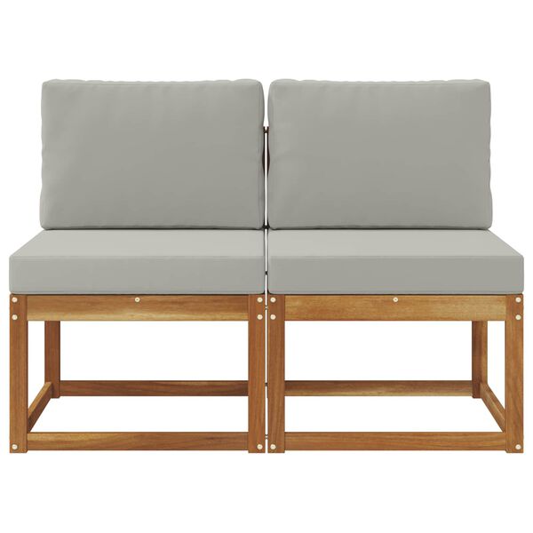 vidaXL 2 Gabals Āra vidējā dīvāns Cietā akācijas koks Dabiska