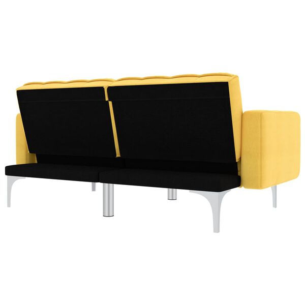 vidaXL izvelkams dīvāns, dzeltens audums