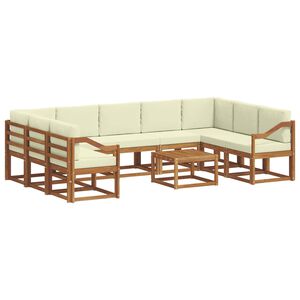 vidaXL Āra dīvānu komplekts ar spilvenu 10 pcs Dabisks un krējuma