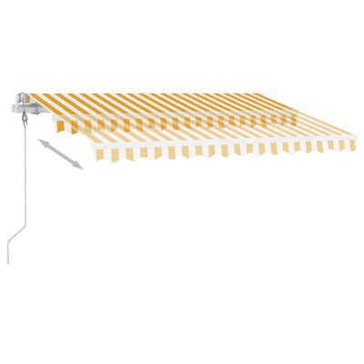 vidaXL markīze ar LED un vēja sensoru, 300x250 cm, dzeltena/balta