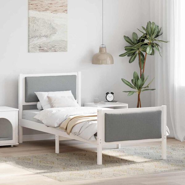 vidaXL Gultas rāmis ar galvas klāju Gaiši pelēks 75 x 190 cm audums