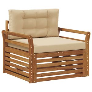 vidaXL Āra dīvānu komplekts Cieta akācijas koks un poliesters Dabiska