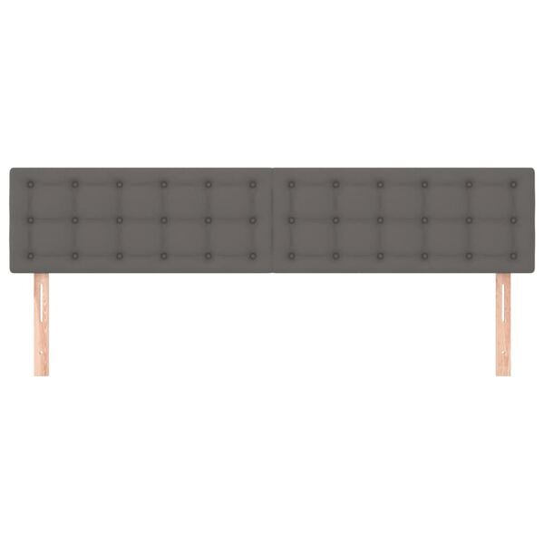 vidaXL gultas galvgaļi, pelēks, 200x5x78/88 cm, mākslīgā āda