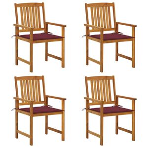vidaXL dārza krēsli ar matračiem, 4 gab., akācijas masīvkoks