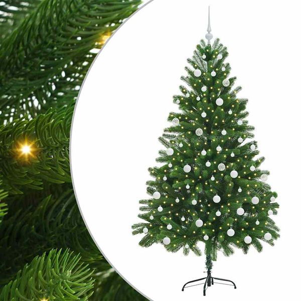 vidaXL Ziemassvētku eglīte su 300 LED ar statīvu Zaļa 180 cm PE