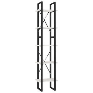 vidaXL 5-līmeņu grāmatu plaukts, balts, 40x30x175 cm, priedes koks