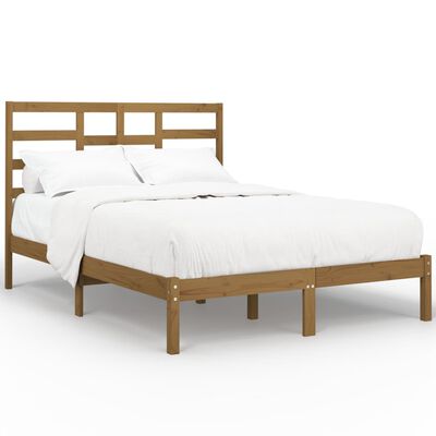 vidaXL gultas rāmis, medus brūns, masīvkoks, 150x200 cm, divvietīgs