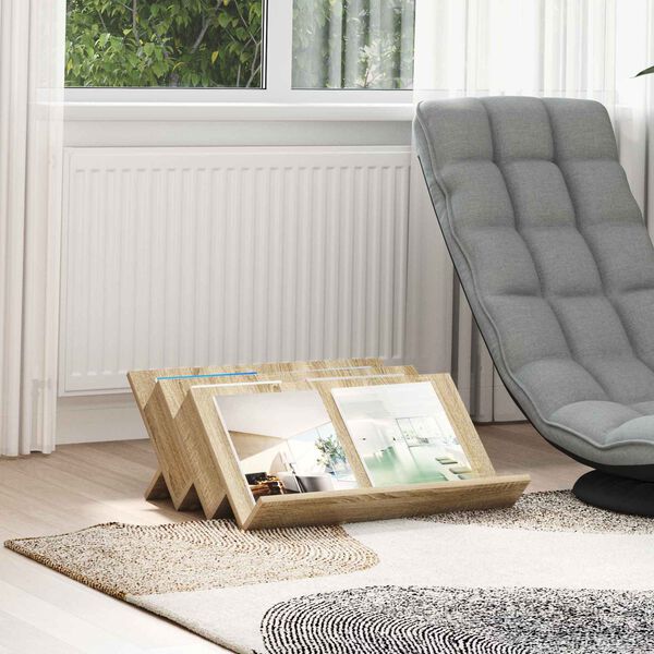 vidaXL Žurnālu statīvs ar plauktu Sonoma ozols 65 x 53 x 28,5 cm