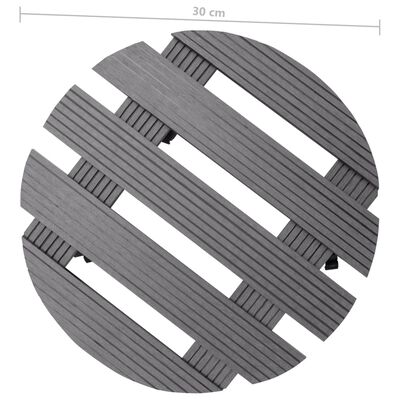 vidaXL puķu podu paliktņi ar riteņiem, 2 gab., pelēki, Ø30x7,5 cm, WPC