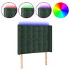 vidaXL gultas galvgalis ar LED, 93x16x118/128 cm, tum&scaron;i zaļ&scaron; samts