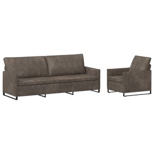 vidaXL Dīvānu komplekts 2 pcs Tum&scaron;i pelēka Mākslīgais zam&scaron;s