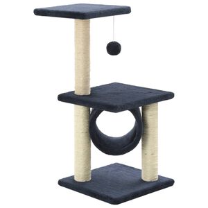 vidaXL kaķu māja ar sizala stabiem nagu asinā&scaron;anai, 65 cm, tum&scaron;i zila
