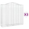 vidaXL arkveida gabiona grozi, 3 gb., 200x50x180/200cm, cinkota dzelzs