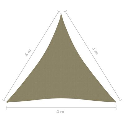 vidaXL saulessargs, 4x4x4 m, trijstūra forma, bēšs oksforda audums