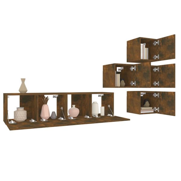 vidaXL 6-daļīgs TV skapī&scaron;u komplekts, ozola krāsa, inženierijas koks