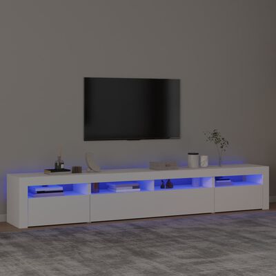 vidaXL TV galdiņš ar LED apgaismojumu, balts, 240x35x40 cm