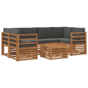 vidaXL Dīvāna komplekti 7 pcs Dabisks un antracīts Cietā akācijas koks