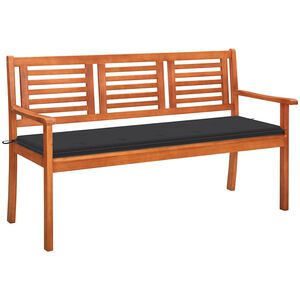 vidaXL trīsvietīgs dārza sols ar matraci, 150 cm, eikalipta masīvkoks
