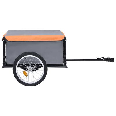 vidaXL velosipēda piekabe, 65 kg, pelēka ar oranžu
