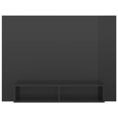 vidaXL sienas TV plaukts, spīdīgi pelēks, 120x23,5x90cm, skaidu plātne