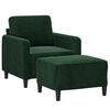 vidaXL atpūtas krēsls ar kājsoliņu, 60 cm, tum&scaron;i zaļ&scaron; samts