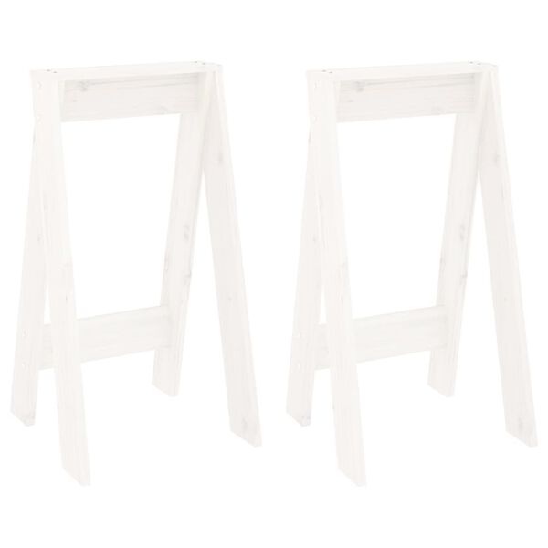vidaXL taburetes, 2 gab., baltas, 40x40x75 cm, priedes masīvkoks