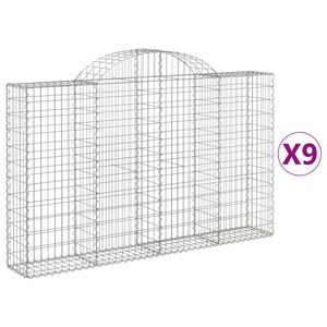 vidaXL arkveida gabiona grozi, 9 gb., 200x30x120/140cm, cinkota dzelzs