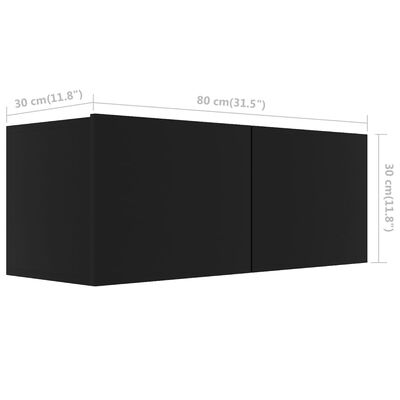 vidaXL TV skapītis, melns, 80x30x30 cm, skaidu plāksne
