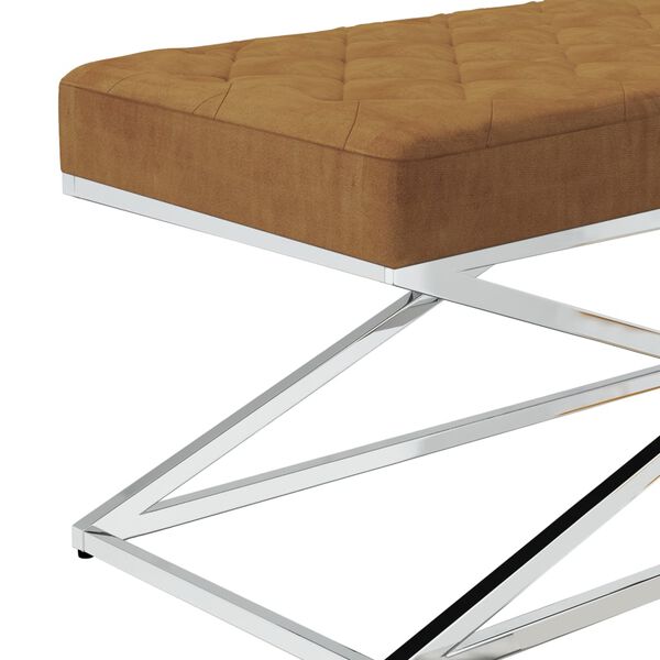 vidaXL sols, brūns samts un nerūsējo&scaron;s tērauds