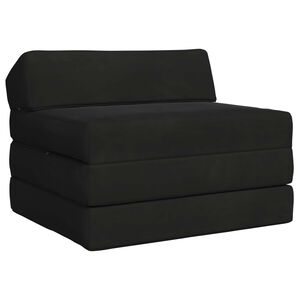vidaXL Salokāms dīvāngulta Melns 200 x 70 x 10 cm Samts