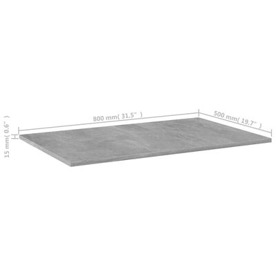 vidaXL plauktu dēļi, 4 gab., betonpelēki, 80x50x1,5 cm, skaidu plāksne