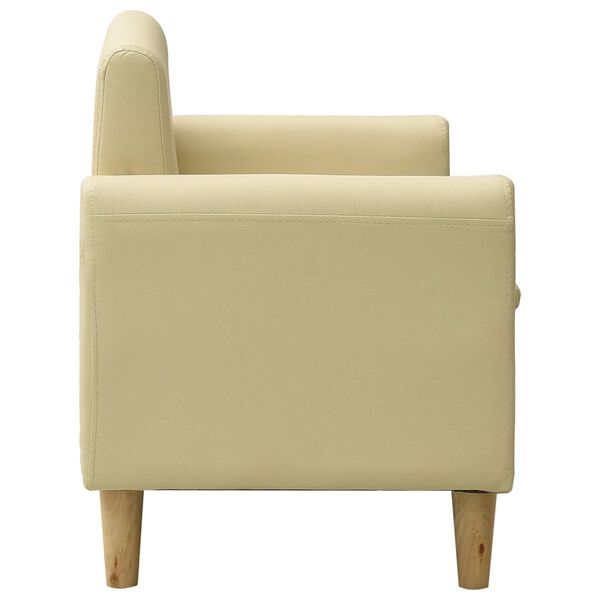 vidaXL divvietīgs bērnu dīvāns, krēmbalta mākslīgā āda