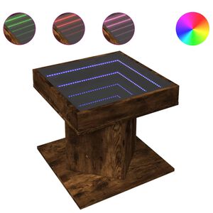 vidaXL kafijas galdiņ&scaron; ar LED, ozola, 50x50x45 cm, inženierijas koks