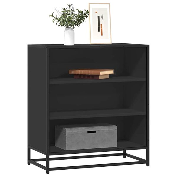 vidaXL kumode, melns, 68x35x76 cm, inženierijas koks, metāls