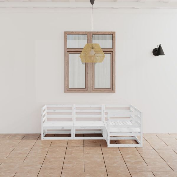 vidaXL 4-daļīgs dārza atpūtas mēbeļu komplekts, balts priedes koks