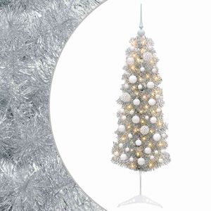 vidaXL Mākslīgā slaida Ziemassvētku egle ar bumbiņām 150 cm 150 LED