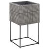 vidaXL augstās puķu kastes, 3 gab., PE rotangpalma, pelēkas